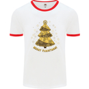 Steampunk Christmas Tree Mens White Ringer T-Shirt White/Red