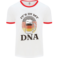 German Beer It's in My DNA Funny Germany Mens White Ringer T-Shirt White/Red