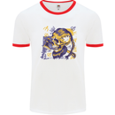 Viking Symbols Skull Mens Ringer T-Shirt White/Red