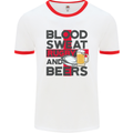 Blood Sweat Rugby and Beers England Funny Mens White Ringer T-Shirt White/Red