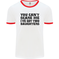 Can't Scare Me Two Daughters Father's Day Mens White Ringer T-Shirt White/Red