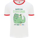 My Dinosaur Ate Your Unicorn T-Rex Funny Mens Ringer T-Shirt White/Red