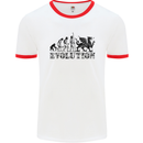 Evolution of Welsh Rugby Player Union Funny Mens White Ringer T-Shirt White/Red
