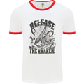 Release the Kraken Cthulhu Sea Creature Mens White Ringer T-Shirt White/Red