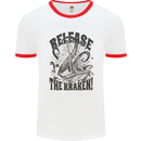 Release the Kraken Cthulhu Sea Creature Mens White Ringer T-Shirt White/Red