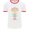 Colourful DNA Tree Biology Science Mens White Ringer T-Shirt White/Red