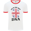 Britain Its in My DNA Funny Union Jack Flag Mens White Ringer T-Shirt White/Red