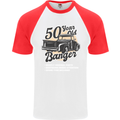 50 Year Old Banger Birthday 50th Year Old Mens S/S Baseball T-Shirt White/Red