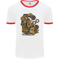 Steampunk Rabbit Mens Ringer T-Shirt White/Red