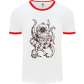 Steampunk Octopus Kraken Cthulhu Mens White Ringer T-Shirt White/Red