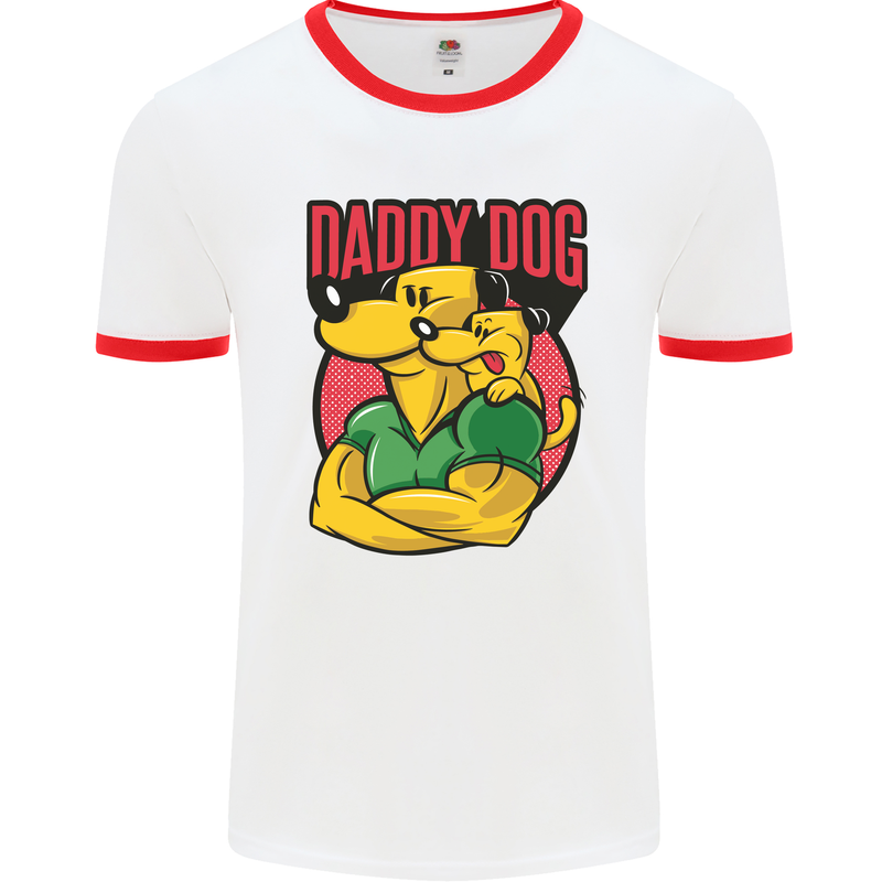 Daddy Dog Fathers Day Mens Ringer T-Shirt White/Red