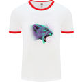 A Watercolour Lion Mens White Ringer T-Shirt White/Red