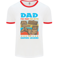 Dad Gamer Legend Fathers Day Gaming Funny Mens Ringer T-Shirt White/Red