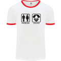 Problem Solved Skydive Freefall Paras Mens White Ringer T-Shirt White/Red