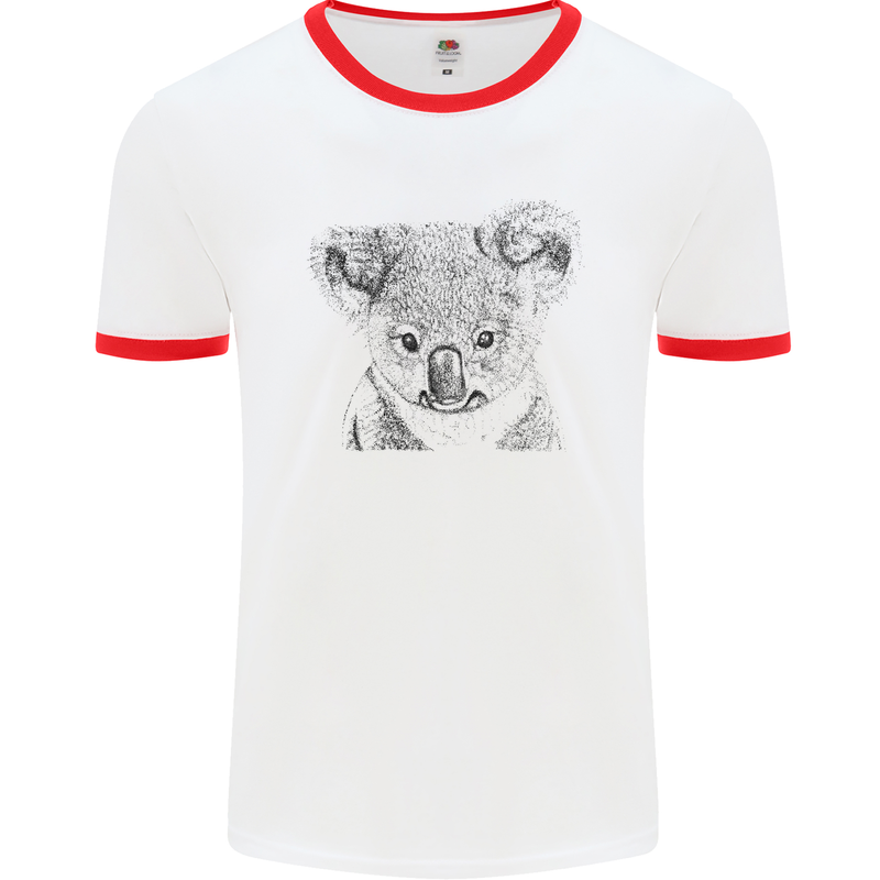 Koala Bear Sketch Ecology Environment Mens White Ringer T-Shirt White/Red