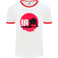 Japanese Wolf Japan Mens White Ringer T-Shirt White/Red