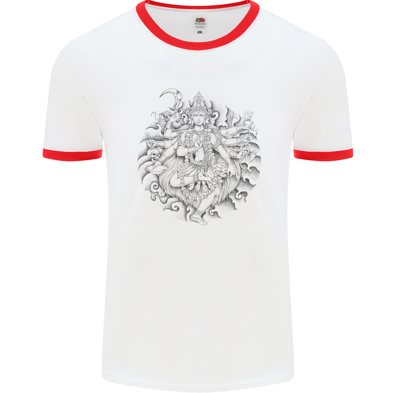 Goddess Shiva Hindu God Hinduism Religion Mens White Ringer T-Shirt White/Red