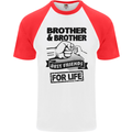 Brother & Brother Friends for Life Funny Mens S/S Baseball T-Shirt White/Red
