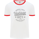 Vintage Year 52nd Birthday 1971 Mens Ringer T-Shirt White/Red
