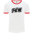 Pew Pew Pew Funny SCI-FI Movie Lightsaber Mens White Ringer T-Shirt White/Red