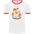 Dog I Hate Cats Funny Mens White Ringer T-Shirt White/Red