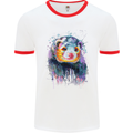 A Ferret Watercolour Mens White Ringer T-Shirt White/Red