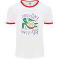 LGBT Turtle Loved By God Gay Pride Mens White Ringer T-Shirt White/Red