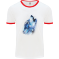 A Watercolour Wolf Mens White Ringer T-Shirt White/Red