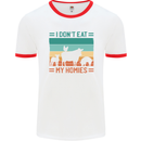 I Don't Eat My Homies Funny Vegan Vegetarian Mens White Ringer T-Shirt White/Red