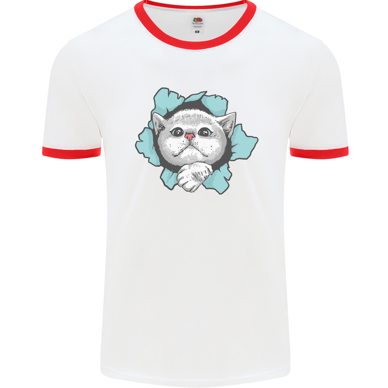 Cat Hole Mens White Ringer T-Shirt White/Red
