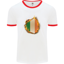 The Irish Tricolour Flag Fire Ireland Mens White Ringer T-Shirt White/Red