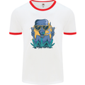 An Alien Smoking Weed Funny Drug Culture Mens White Ringer T-Shirt White/Red