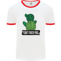 Cactus Can't Touch This Funny Gardening Mens White Ringer T-Shirt White/Red