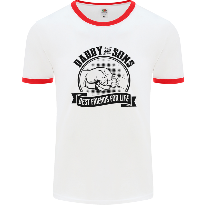 Daddy & Sons Best Friends Father's Day Mens White Ringer T-Shirt White/Red