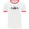 4X4 Heart Beat Pulse Off Road Roading Mens White Ringer T-Shirt White/Red