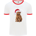 Joyful Season Christmas Funny Cat Xmas Mens White Ringer T-Shirt White/Red