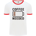 Coffee Needed Funny Addict Mens White Ringer T-Shirt White/Red