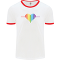 LGBT Gay Pulse Heart Gay Pride Awareness Mens White Ringer T-Shirt White/Red