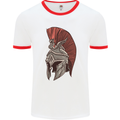 Roman Helmet Bodybuilding Gym Spartan Mens Ringer T-Shirt White/Red