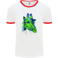 Giraffe Watercolour Mens White Ringer T-Shirt White/Red