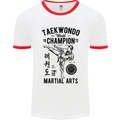 Taekwondo World Champion Martial Arts MMA Mens White Ringer T-Shirt White/Red