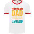 Husband Dad DJ Legend Fathers Day Mens Ringer T-Shirt White/Red