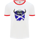 Scotland Flag Skull Scottish Biker Gothic Mens White Ringer T-Shirt White/Red