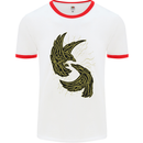 The Viking Raven Symbol Odin Ragnar Tribal Mens White Ringer T-Shirt White/Red