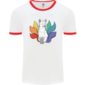 LGBT Kitsune Fox Gay Pride Mens White Ringer T-Shirt White/Red