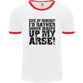 Give up Rowing? Boat Rower Coxman Funny Mens White Ringer T-Shirt White/Red