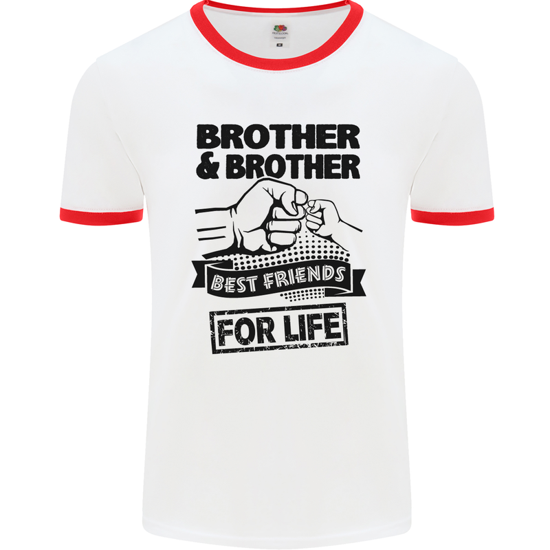 Brother & Brother Friends for Life Funny Mens White Ringer T-Shirt White/Red