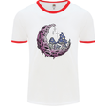 Trippy Magic Mushroom Moon LSD Psychedelic Mens Ringer T-Shirt White/Red