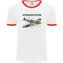 Supermarine Spitfire Infopic Mens White Ringer T-Shirt White/Red