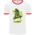 Downhill Mountain Biking My Thrill Cycling Mens White Ringer T-Shirt White/Red